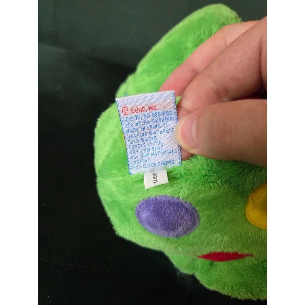 Vintage 90s Baby Gund Tutti Frutti Frog Plush Toy Rainbow Color Block 8''